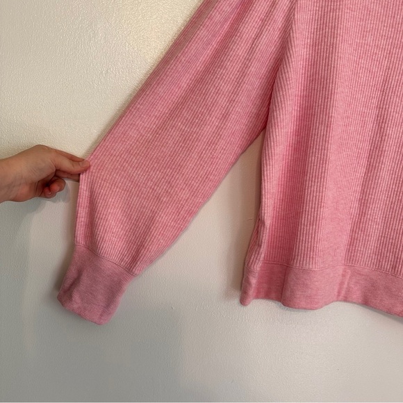 J Crew Brushed Rib Puff Sleeve Mockneck Sweater Tee XL Orchid Pink - Picture 3 of 7